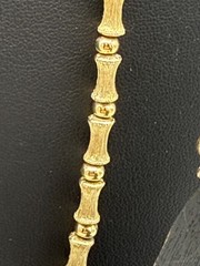 Vintage Monet Necklace Bracelet Demi Set Gold Tone Bamboo Design Strung on Chain