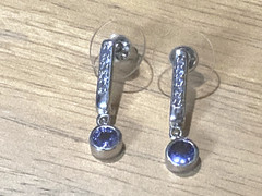 Vintage Chuck Clemency Earrings Tanzanite Sterling Silver Drop/Dangle 925 STS