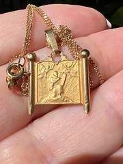 UNIQUE VINTAGE 14K TORAH 10 COMMANDMENTS MOSES PENDANT NECKLACE MADE IN ISRAEL
