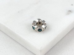 Vintage 925 Sterling Silver Green Glass Spacer Bead Charm