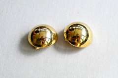 Erwin Pearl Chunky Polished Gold Tone Dome Clip On Earrings Signed