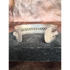 Vintage Southwest Sterling Silver Cuff Bracelet, Signed AW, Braided Rope, 7.25″