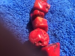 chinese china fine Necklace yes of Deep Red Bamboo Coral nuggets accented