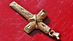 14k yellow gold 1.35″ diamond cut cross charm pendant handmade 2.45gr N3098C