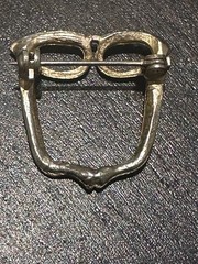 VINTAGE Silver Metal Cat Eye Glasses Pin Brooch with pearls Great Gift