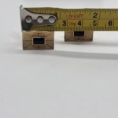 Vintage Swank Genuine Onyx Gold Tone Cufflinks Tie Clip Weber Heilbroner Box