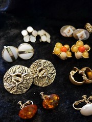 VINTAGE GOLDTONE LOT Assorted Clip-On Earrings SET/14 Pairs