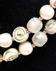 Vtg Vendome Double Strand Mixed Beads Necklace Bicone Polymer Frosted Faux Pearl