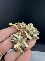 Vintage Brooch Lot Maple Leaf Dancer Figure Enamel Rhinestone Faux Pearl READ