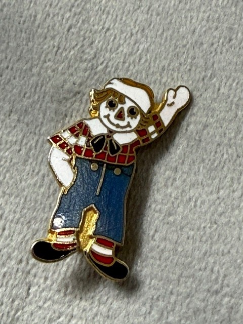 Rare 1973 Raggedy Andy Enamel Pin Bobbs Merrill Cloisonné Enamel Brooch Vintage