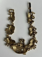 Vintage Noah’s Ark Animal Gold Tone Chunky Round Link Bracelet 7.75in Ladies 30g