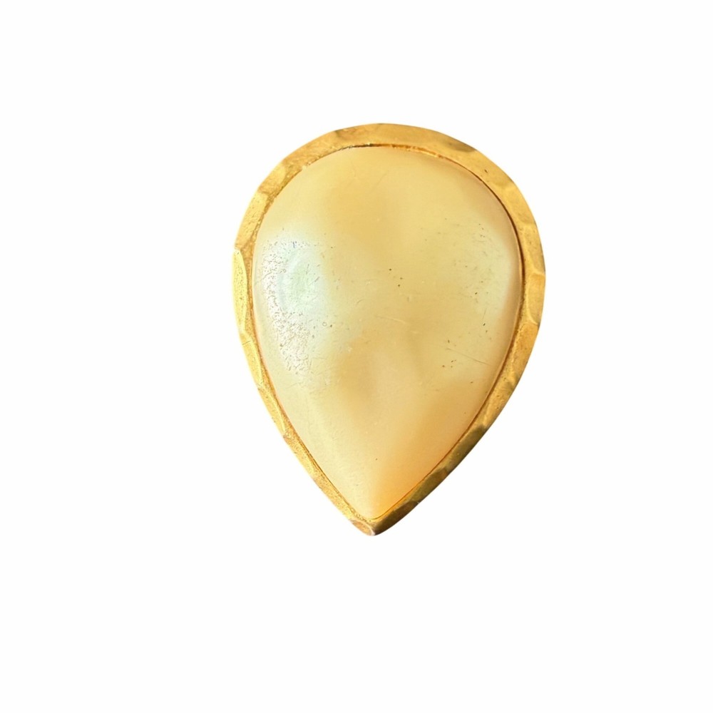 Vintage YSL Yves Saint Laurent Faux Pearl Brooch Mid Century Gold Tone 2 inches