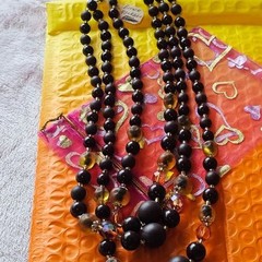 Vintage Signed Japan Triple Strand Beaded Necklace