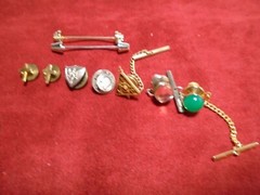 Lot of 2 Collar pins 7 Tie Pins Crosses ANS Child NAF Shield Delta N A Aviation