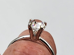 Vintage Signed Uncas Ring Silver Tone Solitaire Stone Sparkle size 7.5