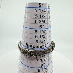 VTG Antique Silver Tone Clear Rhinestone Swirl Art Deco Stretch Bangle Bracelet
