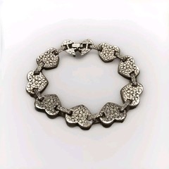 Brighton Cafe au Lait Bracelet Etched Scroll Heart Links Retired Vintage 7.25″
