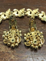 VINTAGE RED AB AURORA BOREALIS BRACELET & CLIP ON EARRINGS SET