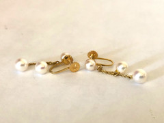 14k Yellow Gold Pearl Dangle Drop Earrings w Screwbacks Fine Jewelry Pre-owned