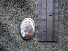 St Anthony Ora Pro Nobis Vtg Hand Painted Porcelain Bracelet Charm 3.0g ~ FLAW