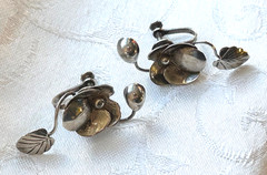 Vintage Early Mexican Silver Intricate Flower Earrings – Rare!