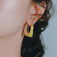 Acrylic Gold Hoop Earrings Chunky Huggie Statement Vintage Earrings Cute Resin D