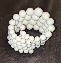 Vintage Mid-Century White Beaded Memory Wire Stretch Cuff Bracelet