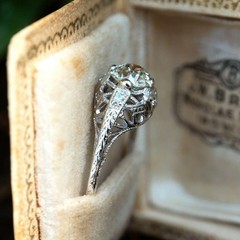 Art Deco Style Round Cut Lab Created Diamond 925 Silver Engagement Bridal Ring
