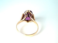 Vintage Art Deco 4.00 ct Amethyst 14 kt Rose Gold Ring * Gift Box