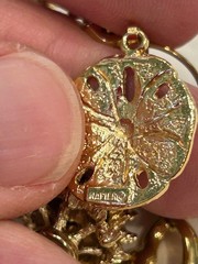 Vintage Napier Chain Necklace Gold Plated 35” w charm holder 5 charms Christmas