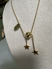 Vintage 1980s Gold Plated Bolo Star Lariat Necklace 18″ Made in Korea NOS