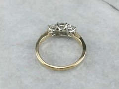Art Deco Style Lab Created Diamond Three-Stone 14K Yellow Gold FN Wedding Ring