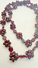 Vintage Garnet Beaded Necklace Burgundy Bohemian Cluster 27″ 77GR Estate