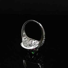 1.50Ct Art Deco Style Round Moissanite Ruby Cocktail Anniversary Ring 925 Silver