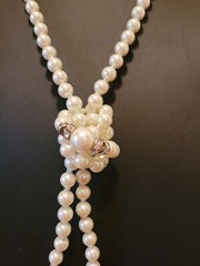 Beautiful Faux Pearls with a Large Pearl & Diamond Like Spacers, Asymmetrical