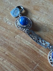 Vintage 14k white Gold-Filled Sentiment bracelet with simulated star sapphires