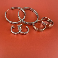 Vintage Hoop Earrings Lot Silver Gold Tone Thick Mixed Sizes Pierced 1990s