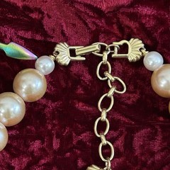 Vintage Faux Pearl Bauble Necklace Pearlescent Champagne Luster Adjustable 17”