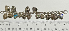 Vintage Puffy Hearts Charm Bracelet Estate Sterling Silver Heart Charms 32gr US