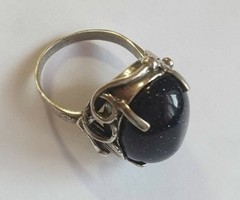 Vintage ring sterling silver 925 Size 8.5 Weight 8.1g Black Goldstone