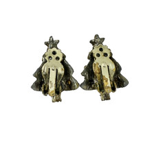 Vintage Rhinestone Gold Tone Christmas Tree Brooch with Matching Earrings