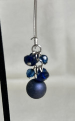 Midnight Blue Beads and Crystals Silver Tone Dangle Earrings – 2 1/2″