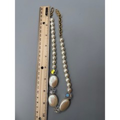 Vintage YSL Yves Saint Laurent Faux Pearl and Crystal Statement Necklace #1049