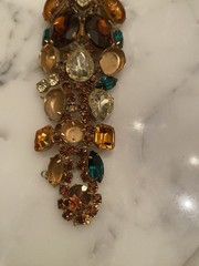 Juliana D&E Rhinestone Bracelet Brown Green 1960s Vintage Needs Repair AS IS WOW