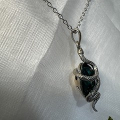 Snake Necklace 925 Sterling Green Crystal Gothic Serpent Whimsigoth Witchy Witch