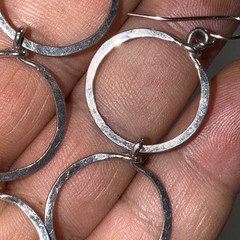 Pierced Hanging Earrings Sterling Hoops Vintage 3” Three Hanging Circles