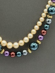 Vtg Lot Of 2 Necklace Marvella Simulated Pearl Beads Goldtone Melon Spacers READ