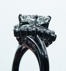 GIA Half Moon Marquise Baguette Diamond Platinum Asymmetric Ring GIA Certificate