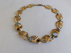 VTG NECKLACE ART NOUVEAU 14Kt/STERLING/SYMMETALIC AMETHYST AND MOONSTONE 16″ 40g