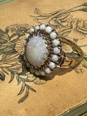 Vintage 10k Gold Ring 19 Fire Opals size 7.75 weight 5.4gr or 3.5 dwt c. 1970’s